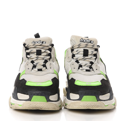 Balenciaga Fabric Mesh Womens Triple S Sneakers 39 White Green Fluo Black 2 of 11
