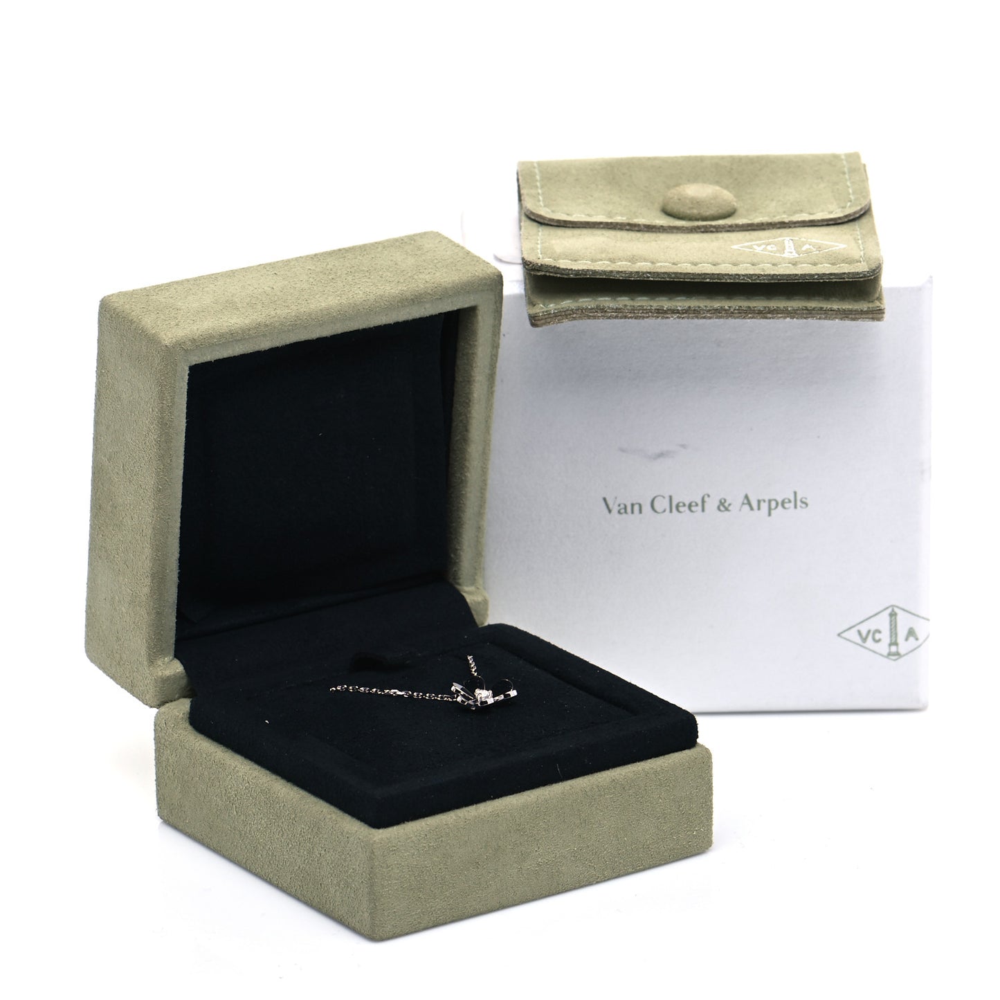 18K White Gold Diamond Mini Frivole Pendant Necklace