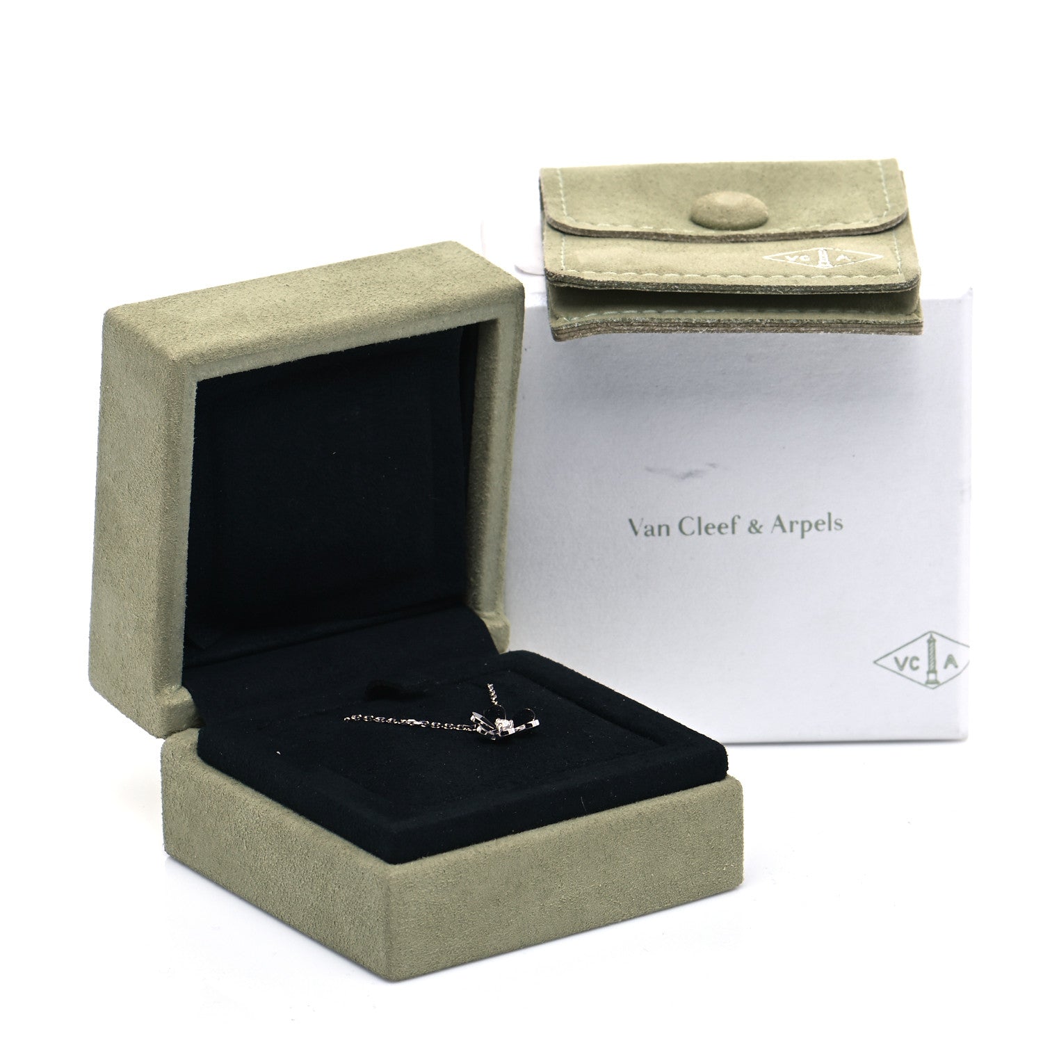 Van Cleef & Arpels 18K White Gold Diamond Mini Frivole Pendant Necklace 6 of 6