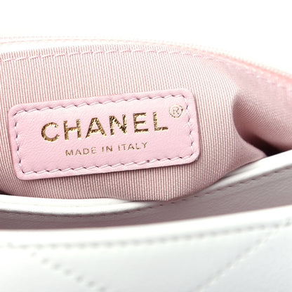 Chanel Grained Calfskin Stitched Medium Chevron Chic Top Handle Flap White 6 of 13