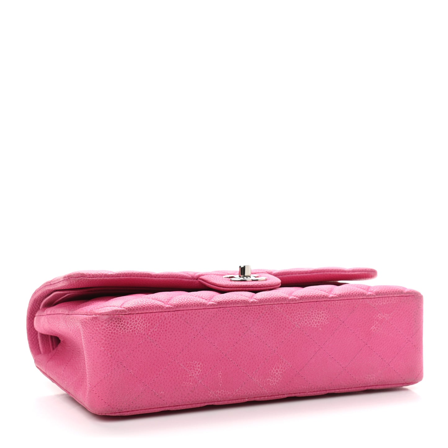 Iridescent Caviar Quilted Medium Double Flap Pink