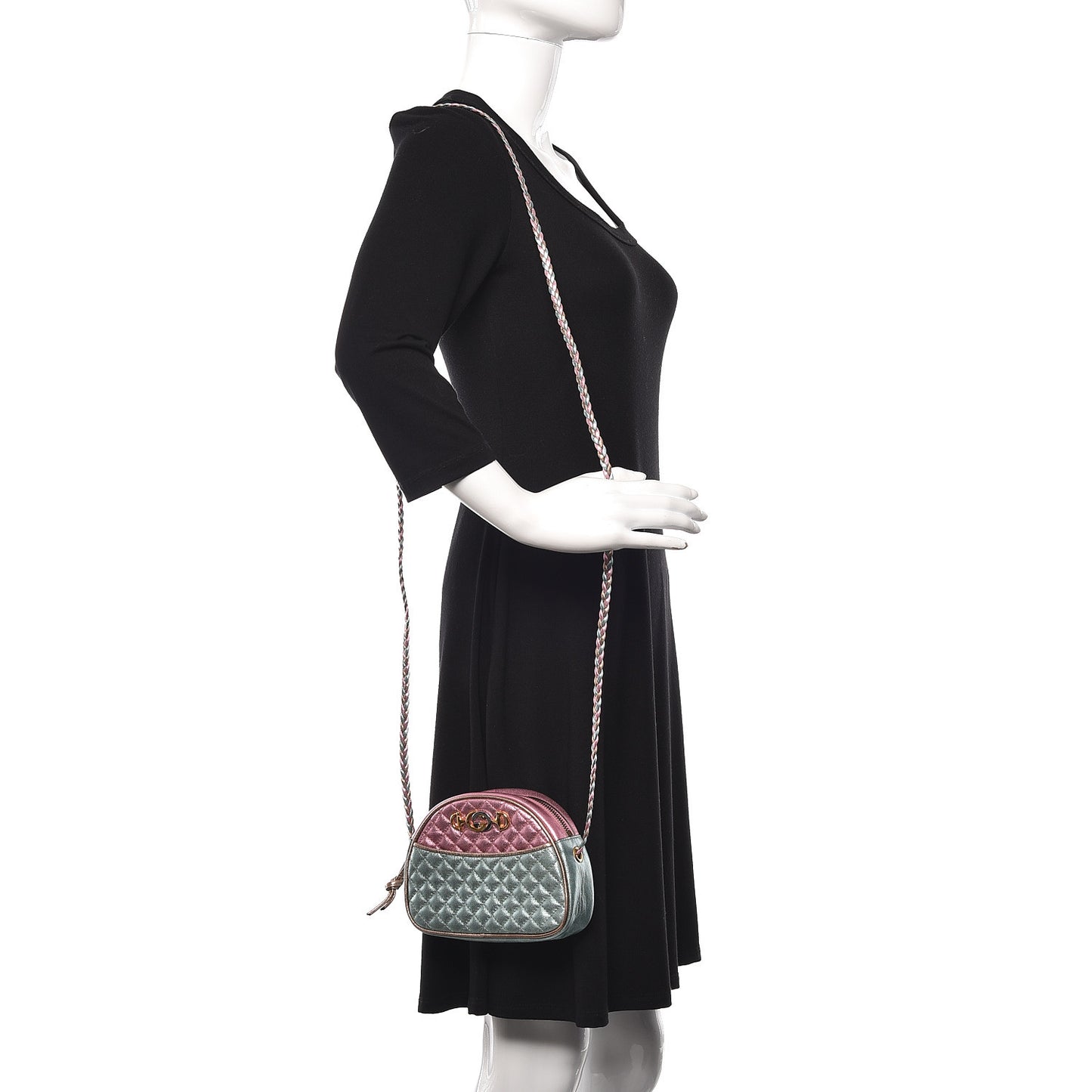 Laminated Nappa Trapuntata Mini Zumi Dome Shoulder Bag Rosa Lago Rame