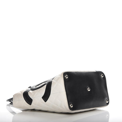Chanel Calfskin Quilted Large Cambon Tote White Black 7 of 13