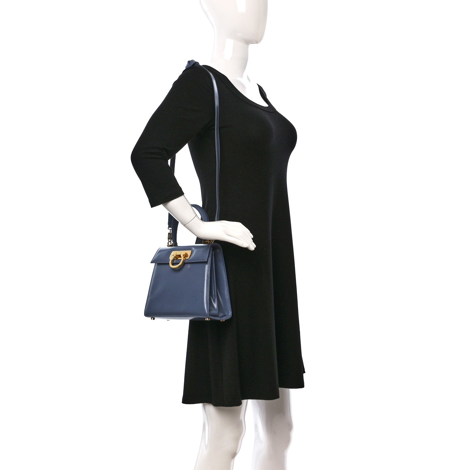 Salvatore Ferragamo Brushed Off Calfskin Small Iconic Top Handle Bag Light Blue 2 of 10