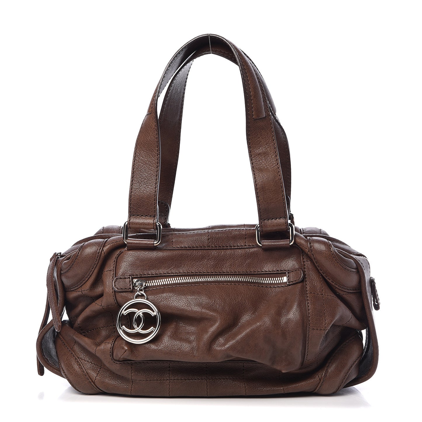Calfskin Stitched Outdoor Ligne Bowler Brown