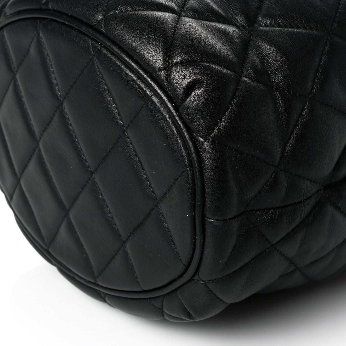 Nappa Calfskin Quilted Touch B Bucket Bag Black