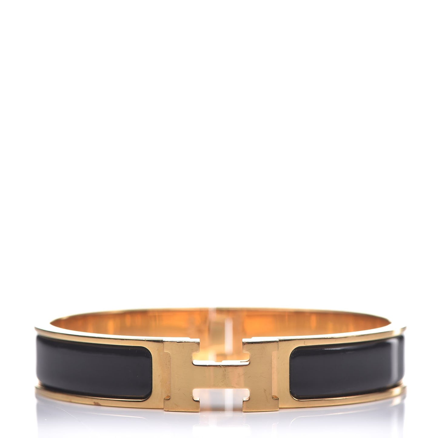 Enamel Narrow Clic Clac H Bracelet GM Black