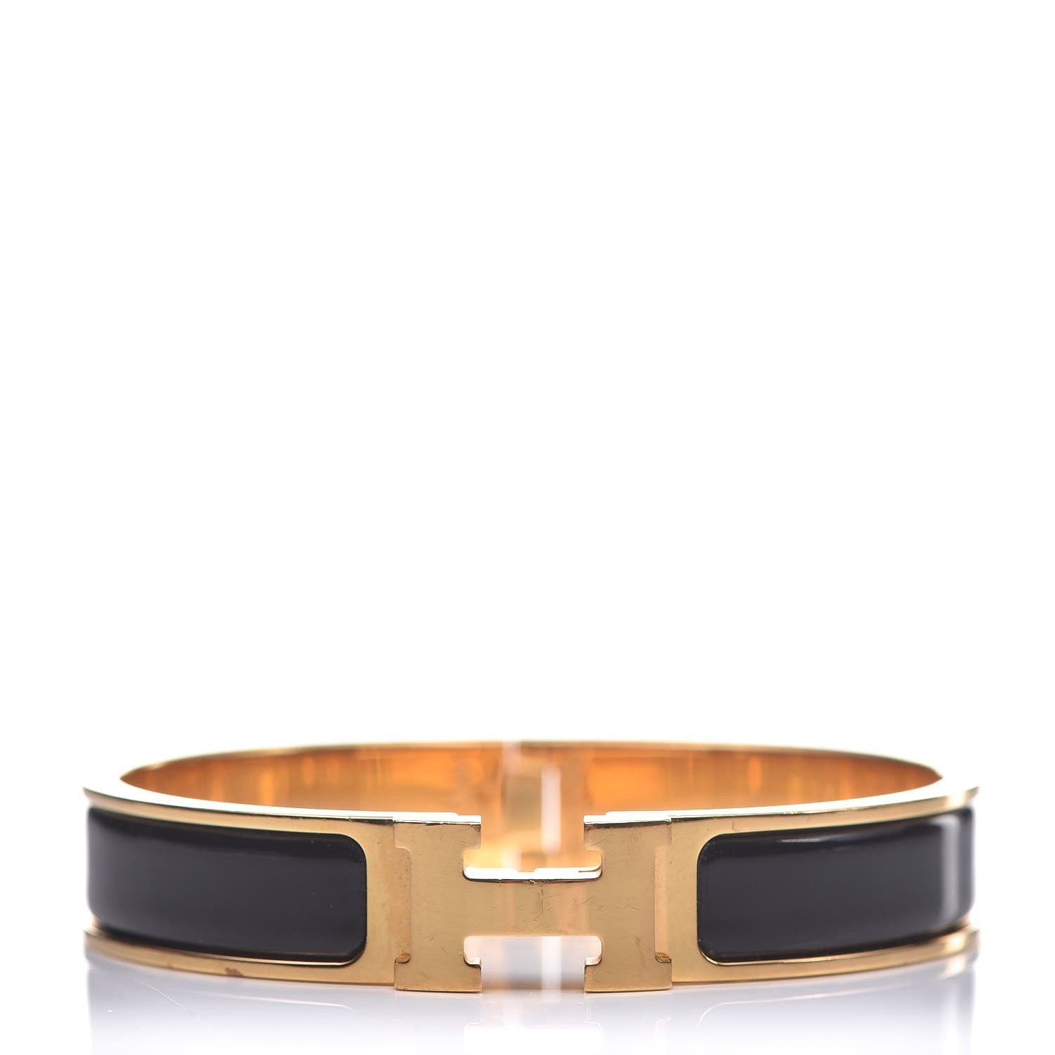 Hermes Enamel Narrow Clic Clac H Bracelet GM Black 1 of 5