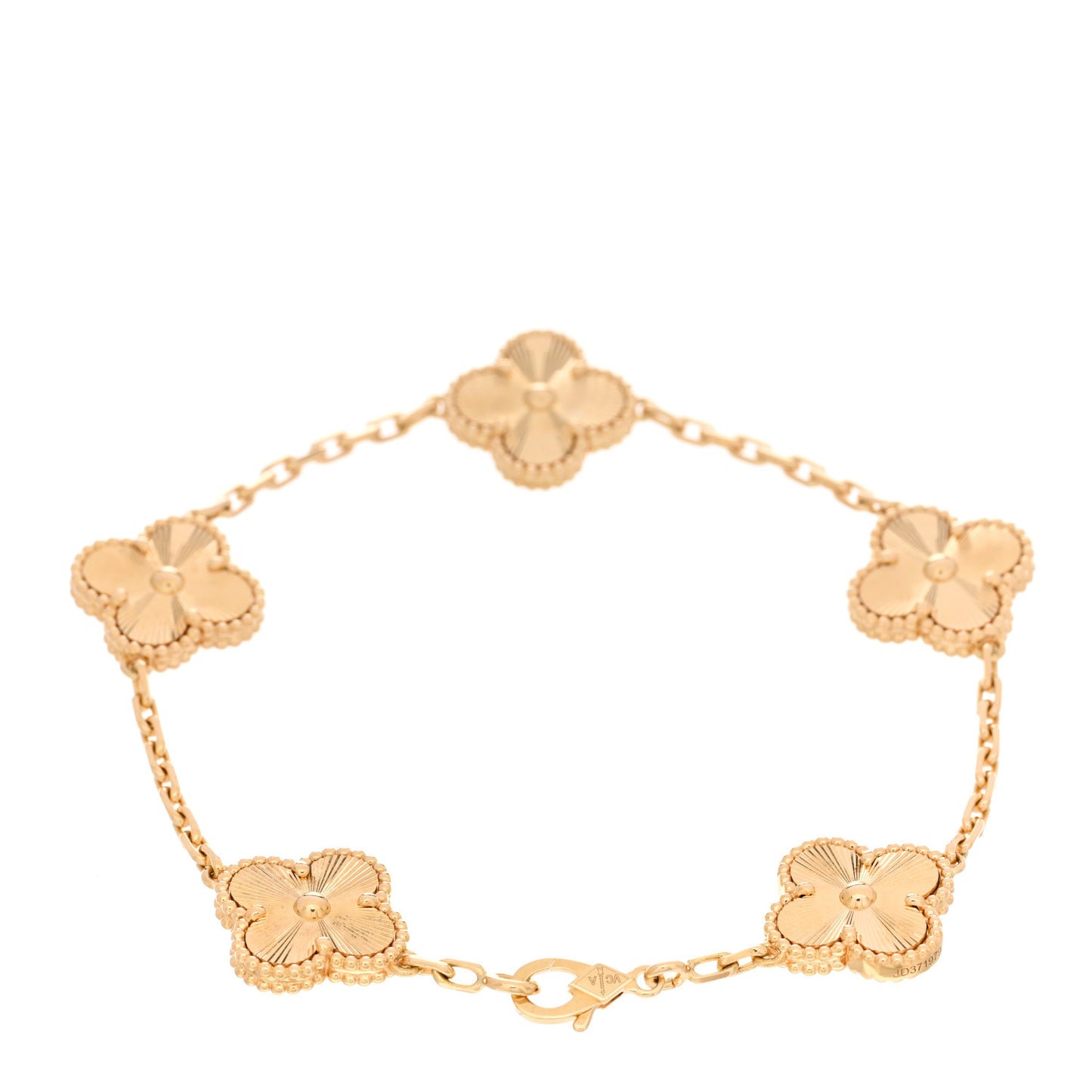 18K Yellow Gold 5 Motifs Guilloche Vintage Alhambra Bracelet