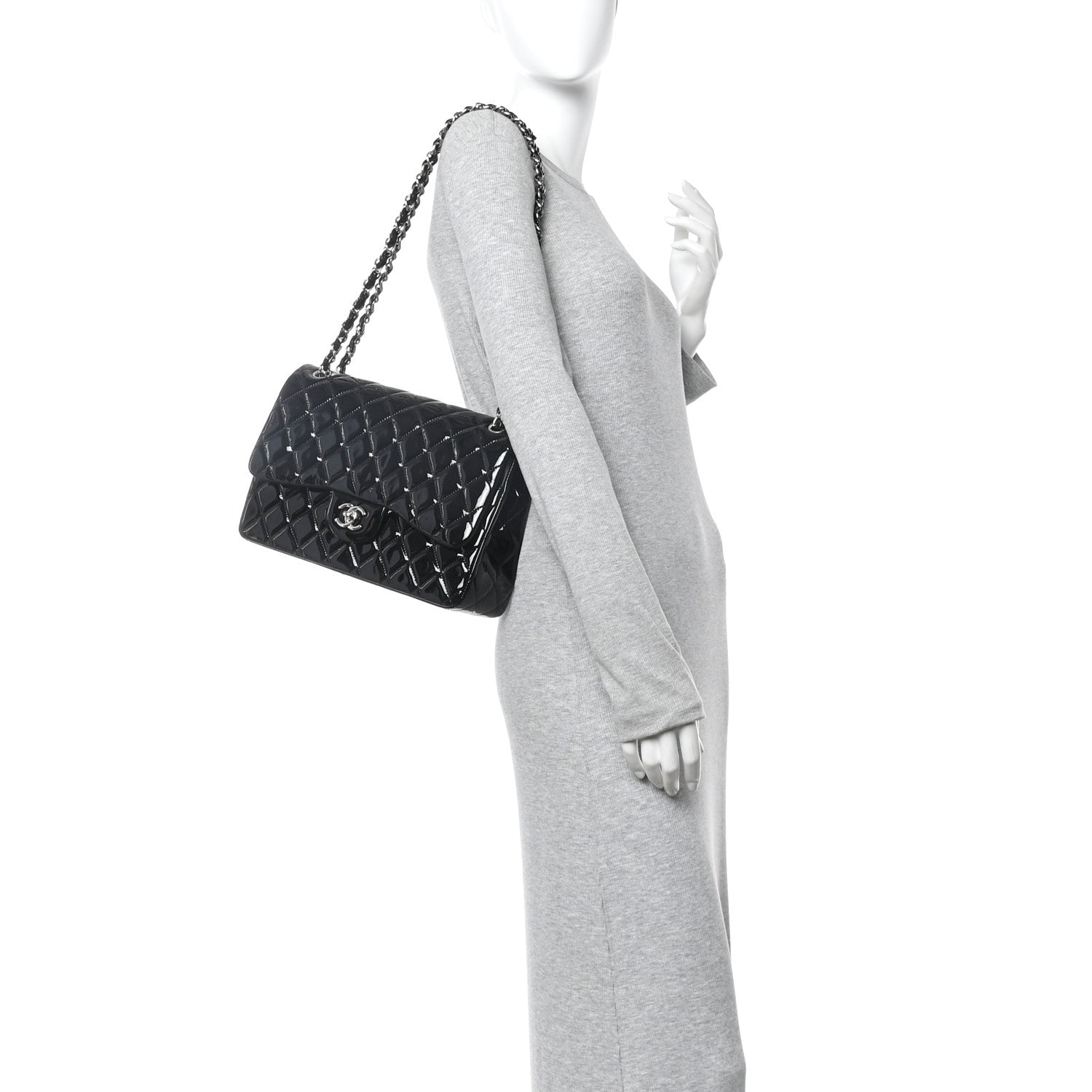 Chanel Patent Quilted Jumbo Double Flap Black 2 of 10