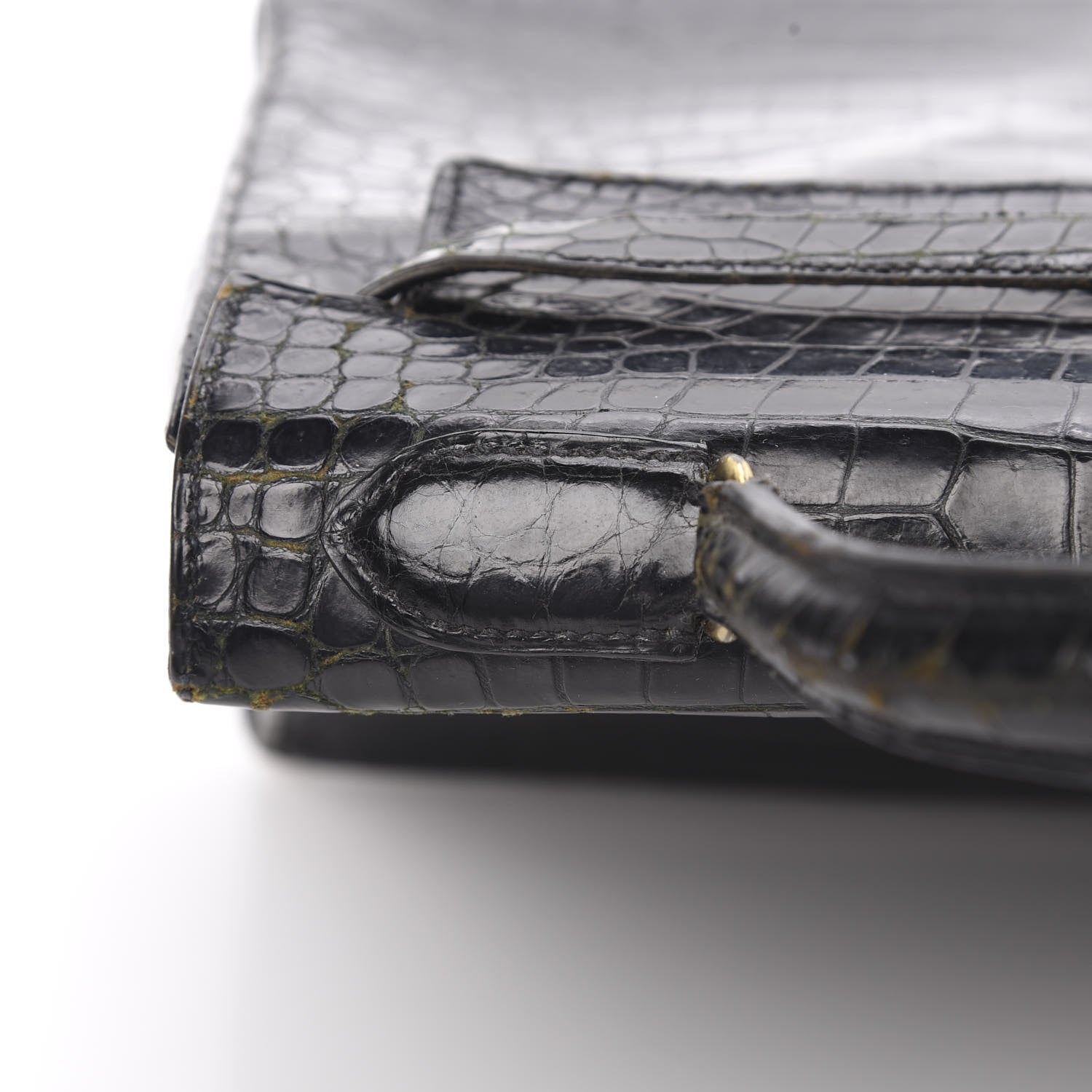 Hermes Shiny Porosus Crocodile Kelly Sellier 32 Black 10 of 50