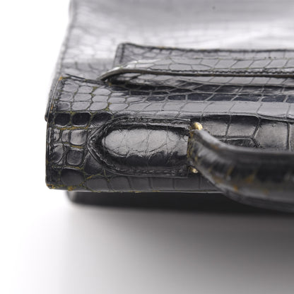 Hermes Shiny Porosus Crocodile Kelly Sellier 32 Black 10 of 50