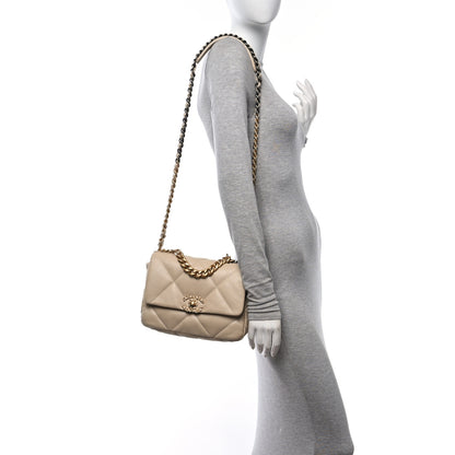 Chanel Lambskin Quilted Medium Chanel 19 Flap Beige 2 of 11