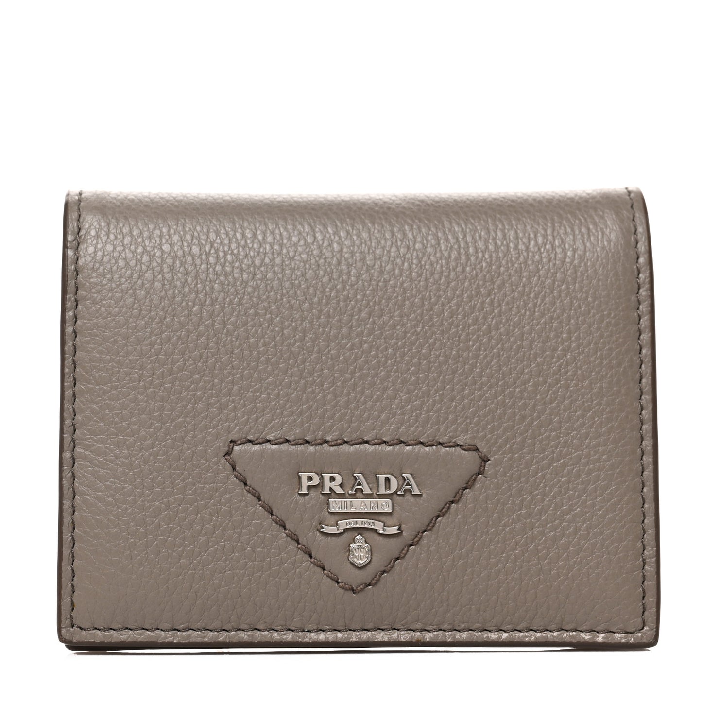 Vitello Daino Metal Compact Snap Bi-Fold Wallet Argilla