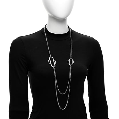 Hermes Sterling Silver Attelage Double Chain Necklace 2 of 4