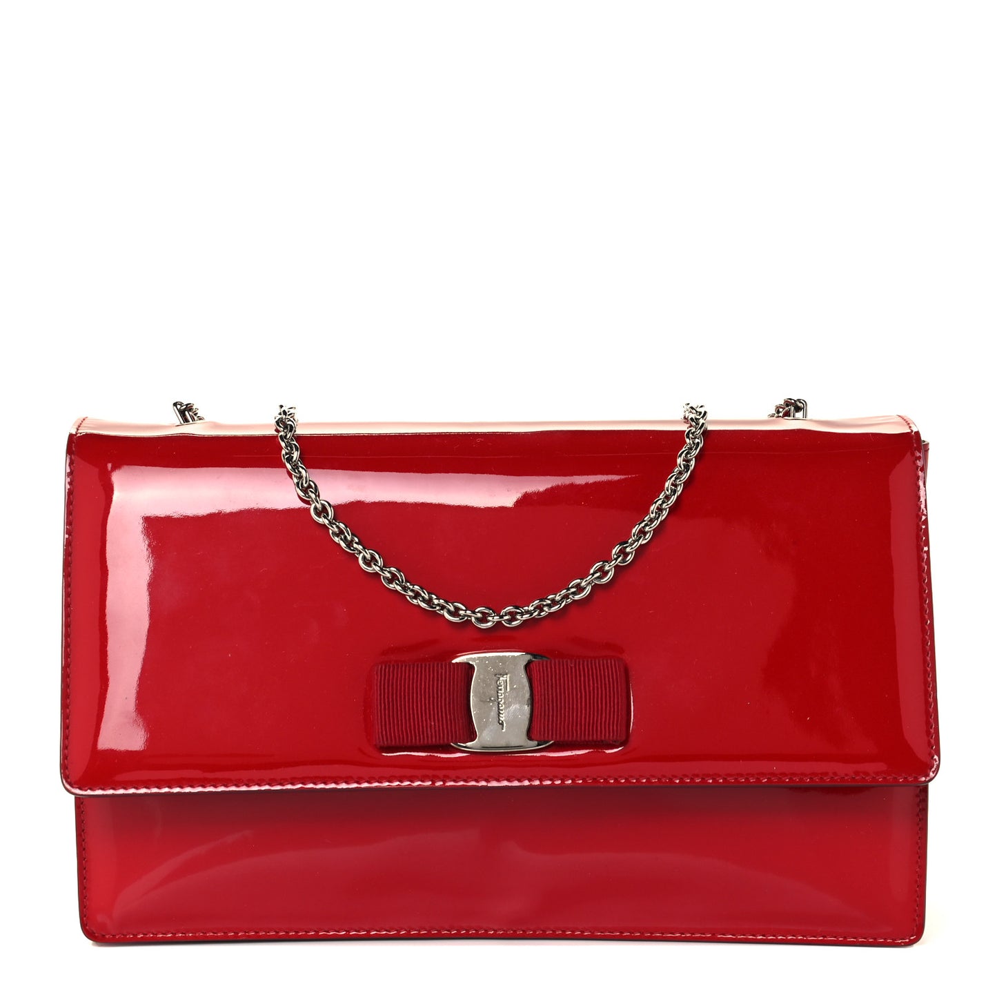 Patent Vara Bow Wallet On Chain Red
