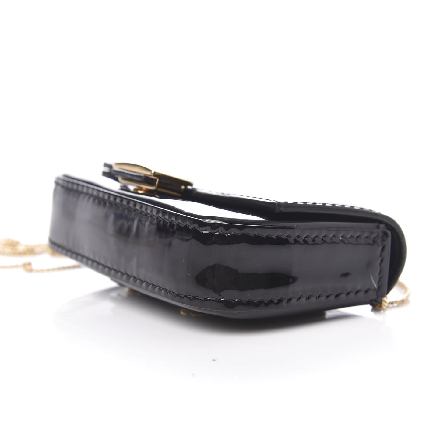 Vitello Vernice Mou Nano Baguette Belt Charm Black