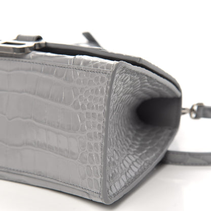 Balenciaga Shiny Calfskin Crocodile Embossed Small Hourglass Top Handle Bag Balenciaga Grey 10 of 10