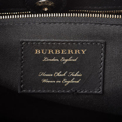 Burberry Grainy Calfskin House Check Large Banner Tote Black 7 of 14
