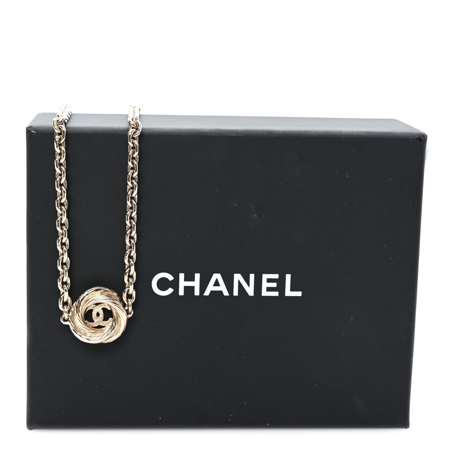 Metal Crystal CC Choker Necklace Light Gold