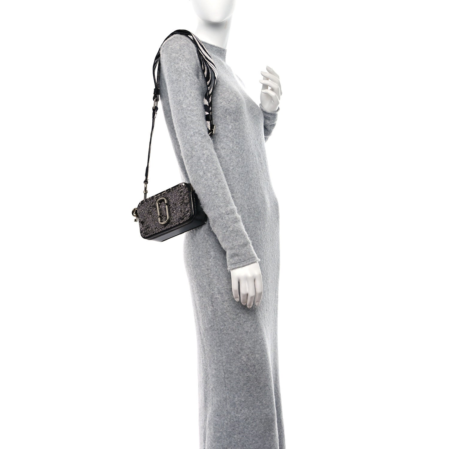 Marc Jacobs Calfskin Sequin Snapshot Camera Bag Black 2 of 10