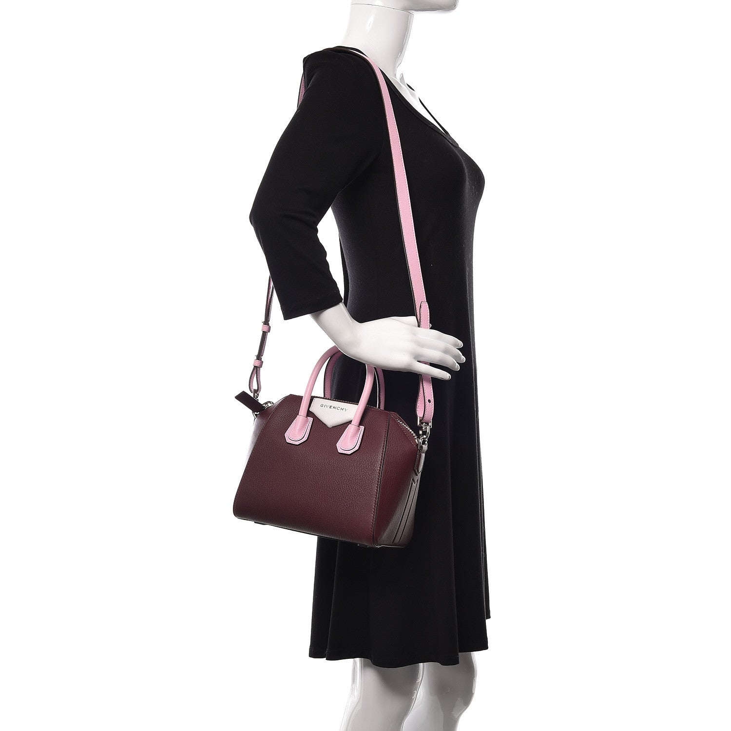 Givenchy Sugar Goatskin Mini Tri-Color Antigona Burgundy Pink White 2 of 11