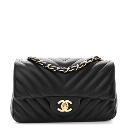 Chanel Lambskin Chevron Quilted Mini Rectangular Flap Black 1 of 11