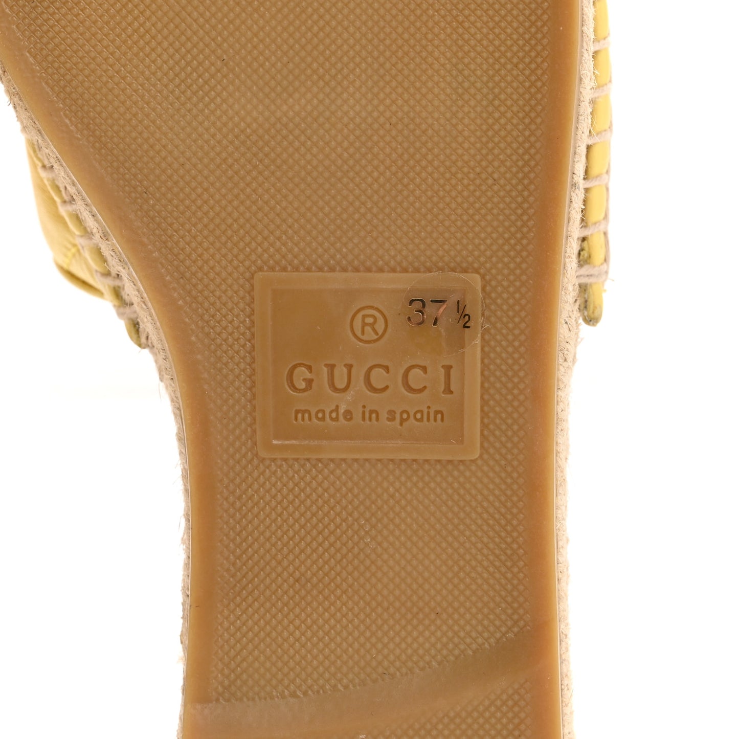 Nappa Matelasse GG Marmont Espadrille Slide Sandals 37.5 Yellow
