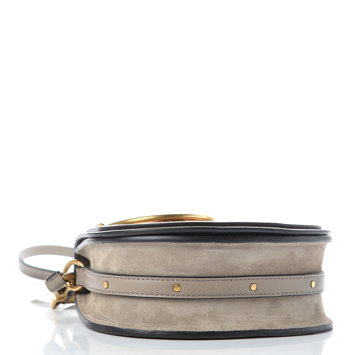 Calfskin Suede Small Nile Bracelet Bag Motty Grey