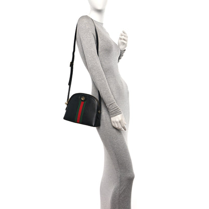 Gucci Calfskin GG Web Small Ophidia Dome Shoulder Bag Black 2 of 11
