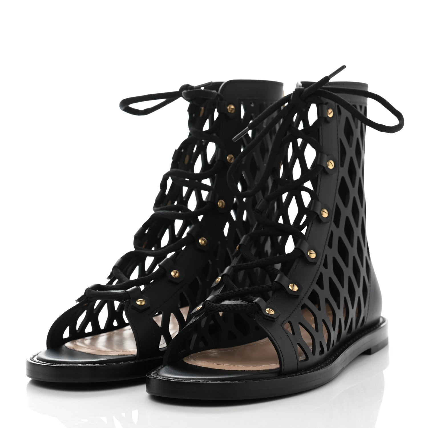 Christian Dior Calfskin D-Trap Sandals 37 Black 3 of 8