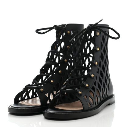 Christian Dior Calfskin D-Trap Sandals 37 Black 3 of 8