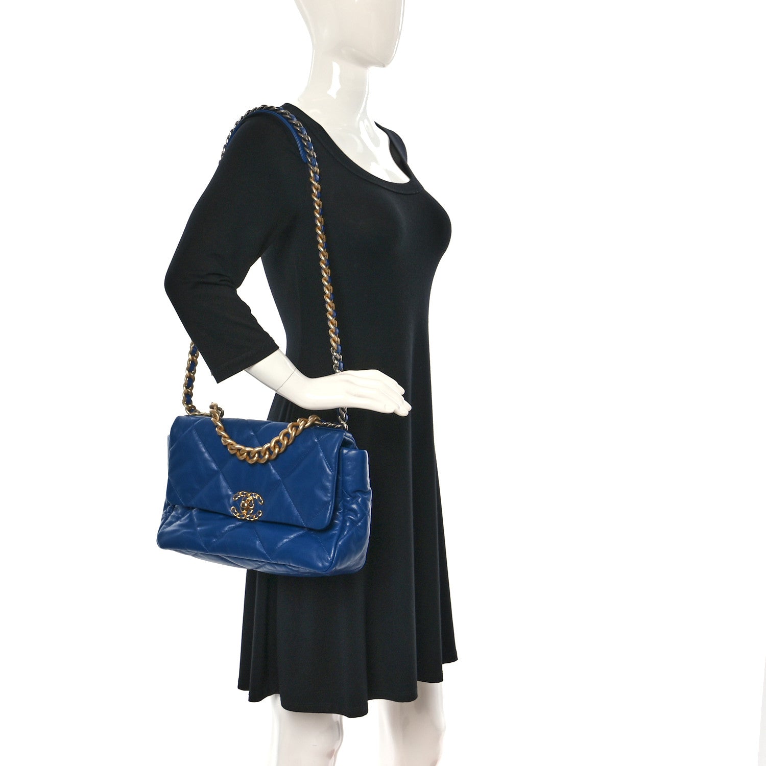 Chanel Lambskin Quilted Large Chanel 19 Flap Blue 2 of 11