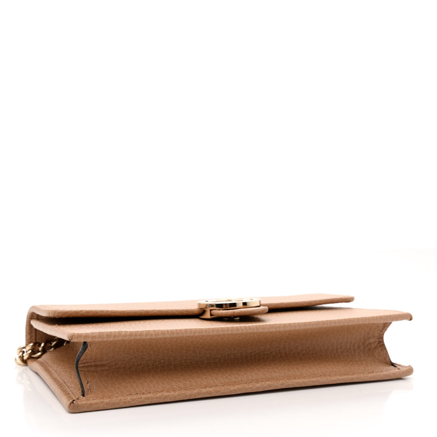 Dollar Calfskin Interlocking G Chain Wallet Camelia