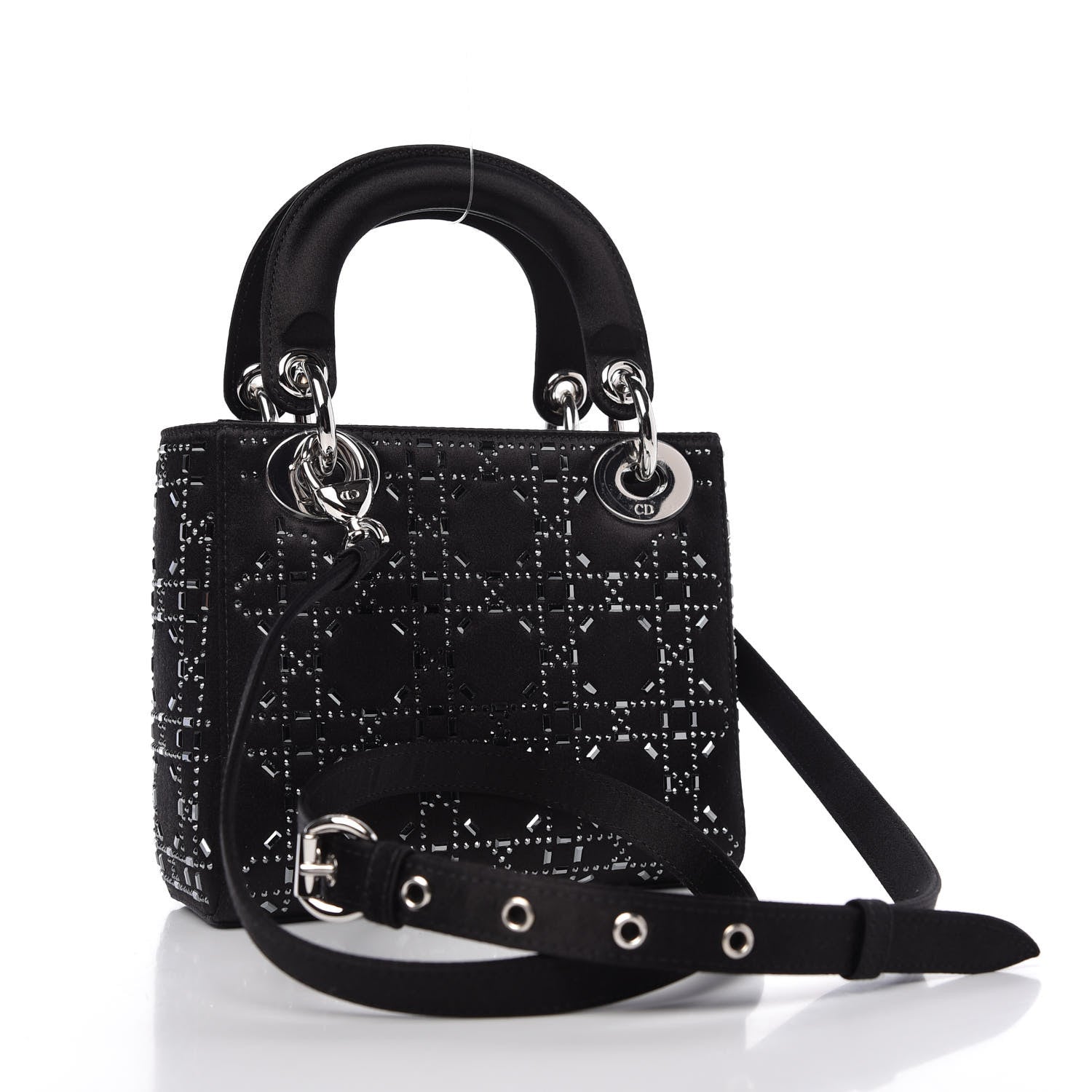 Christian Dior Satin Crystal Cannage Mini Lady Dior Black 3 of 10