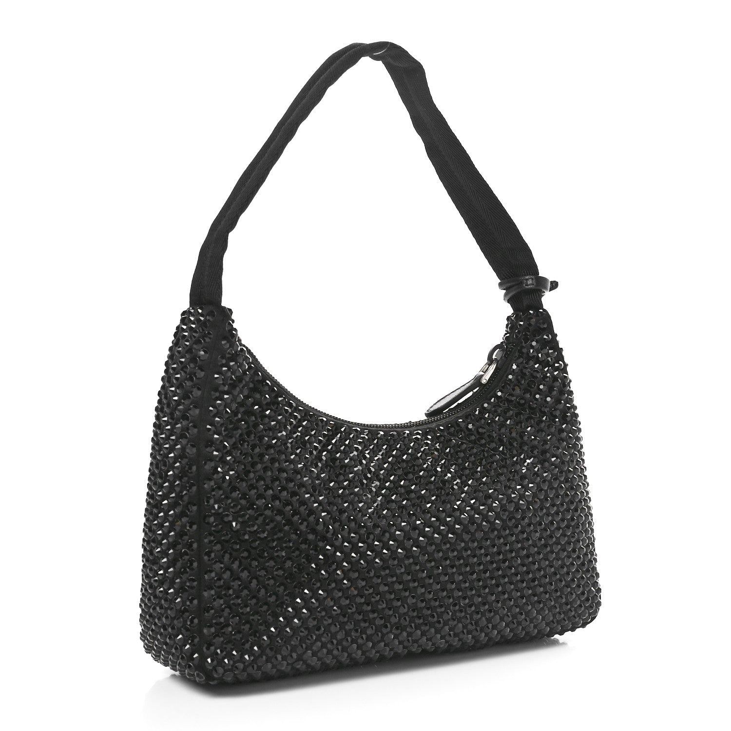 Prada Satin Crystal Mini Re-Edition 2000 Bag Black 3 of 9