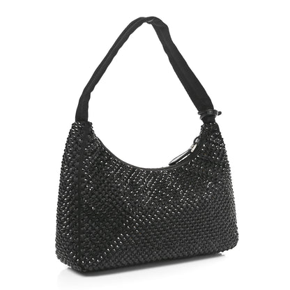 Prada Satin Crystal Mini Re-Edition 2000 Bag Black 3 of 9