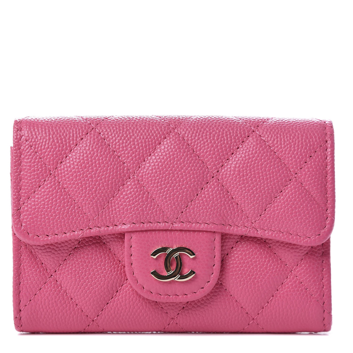 Chanel Caviar Quilted Flap Card Holder Wallet Pink 1 of 9
