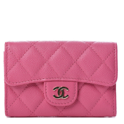 Chanel Caviar Quilted Flap Card Holder Wallet Pink 1 of 9