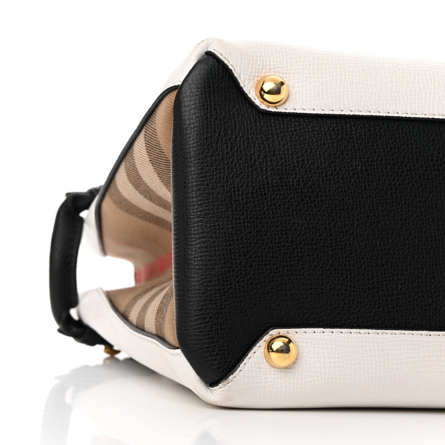 Derby Calfskin House Check Medium Bi-Color Banner Tote Natural Black