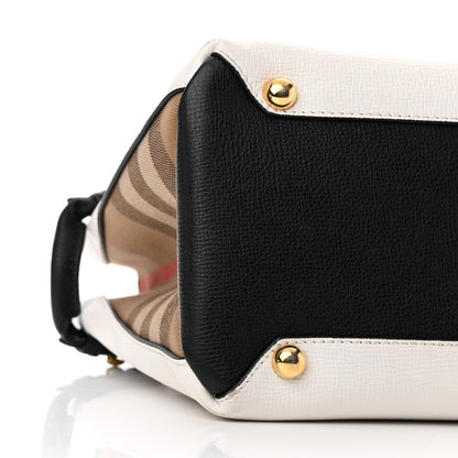 Burberry Derby Calfskin House Check Medium Bi-Color Banner Tote Natural Black 8 of 15