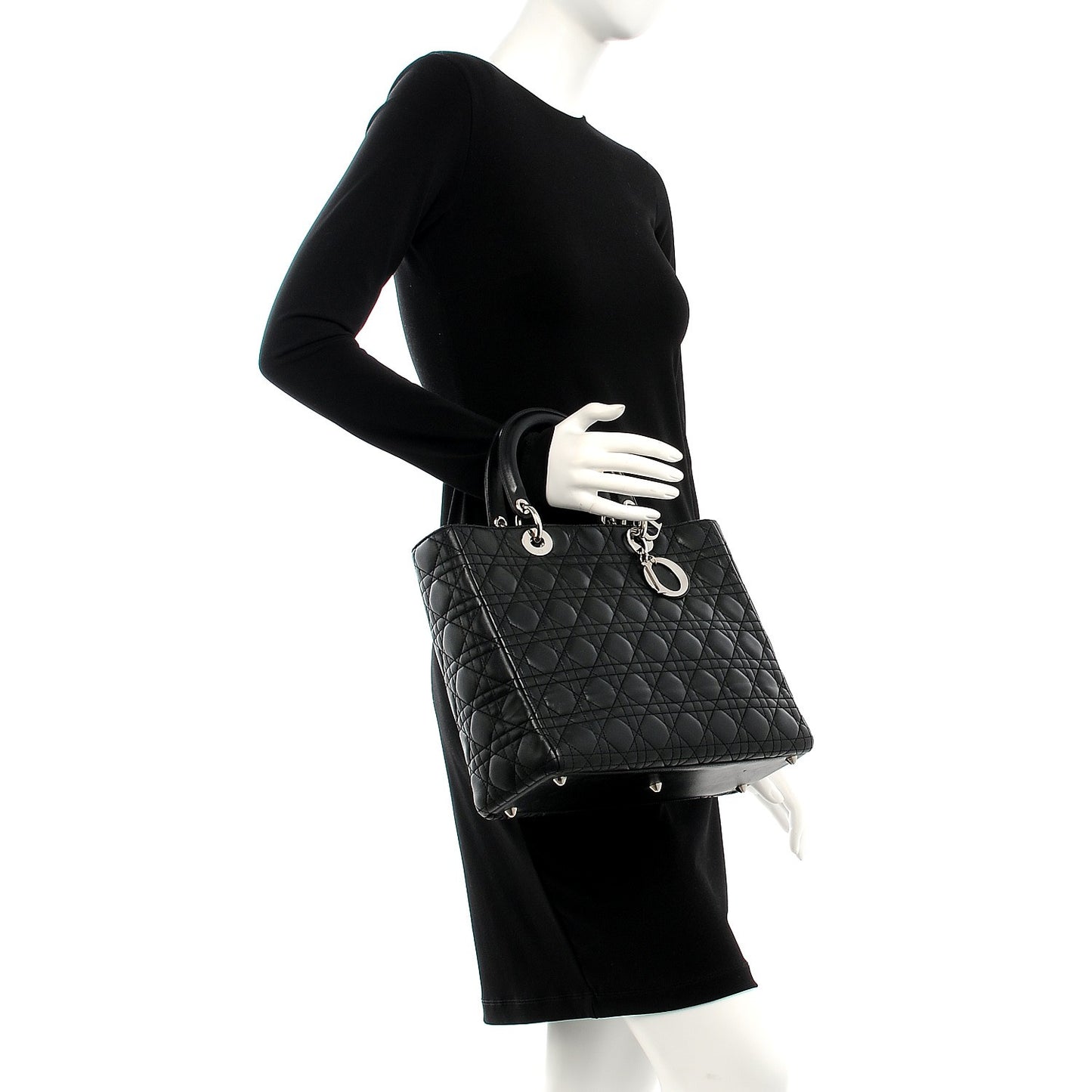 Lambskin Cannage Large Lady Dior Black
