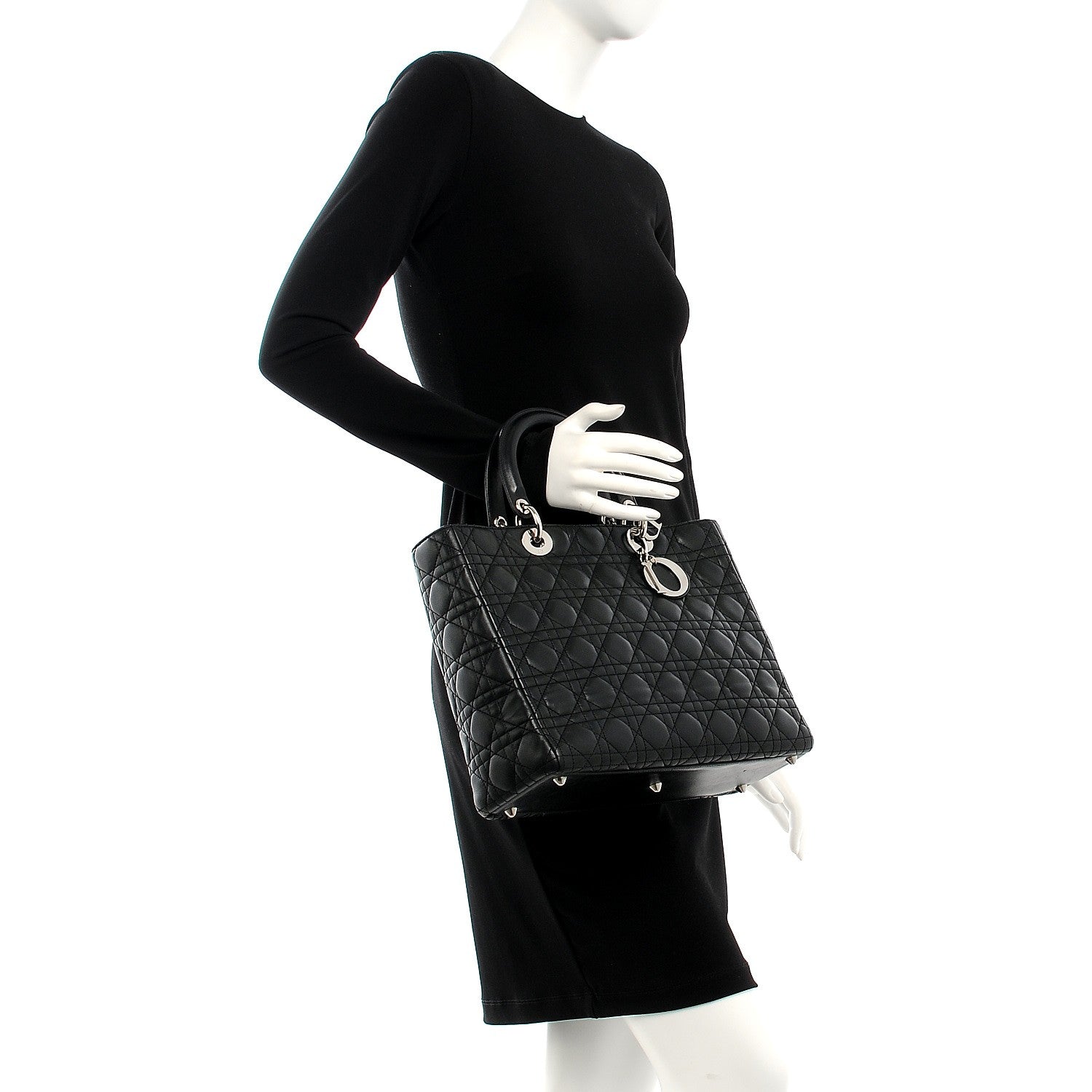 Christian Dior Lambskin Cannage Large Lady Dior Black 2 of 18