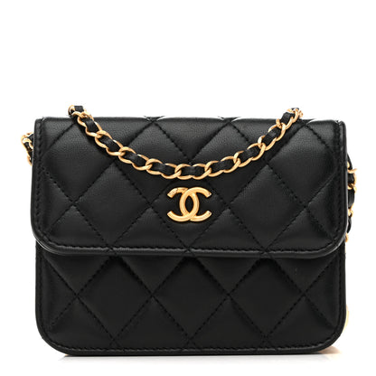 Chanel Lambskin Quilted Pearl Crush Clutch With Chain Black 1 of 11