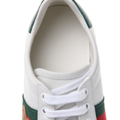 Gucci Calfskin Ayers Bee Embroidered Womens Ace Sneakers 35 White Green 8 of 9