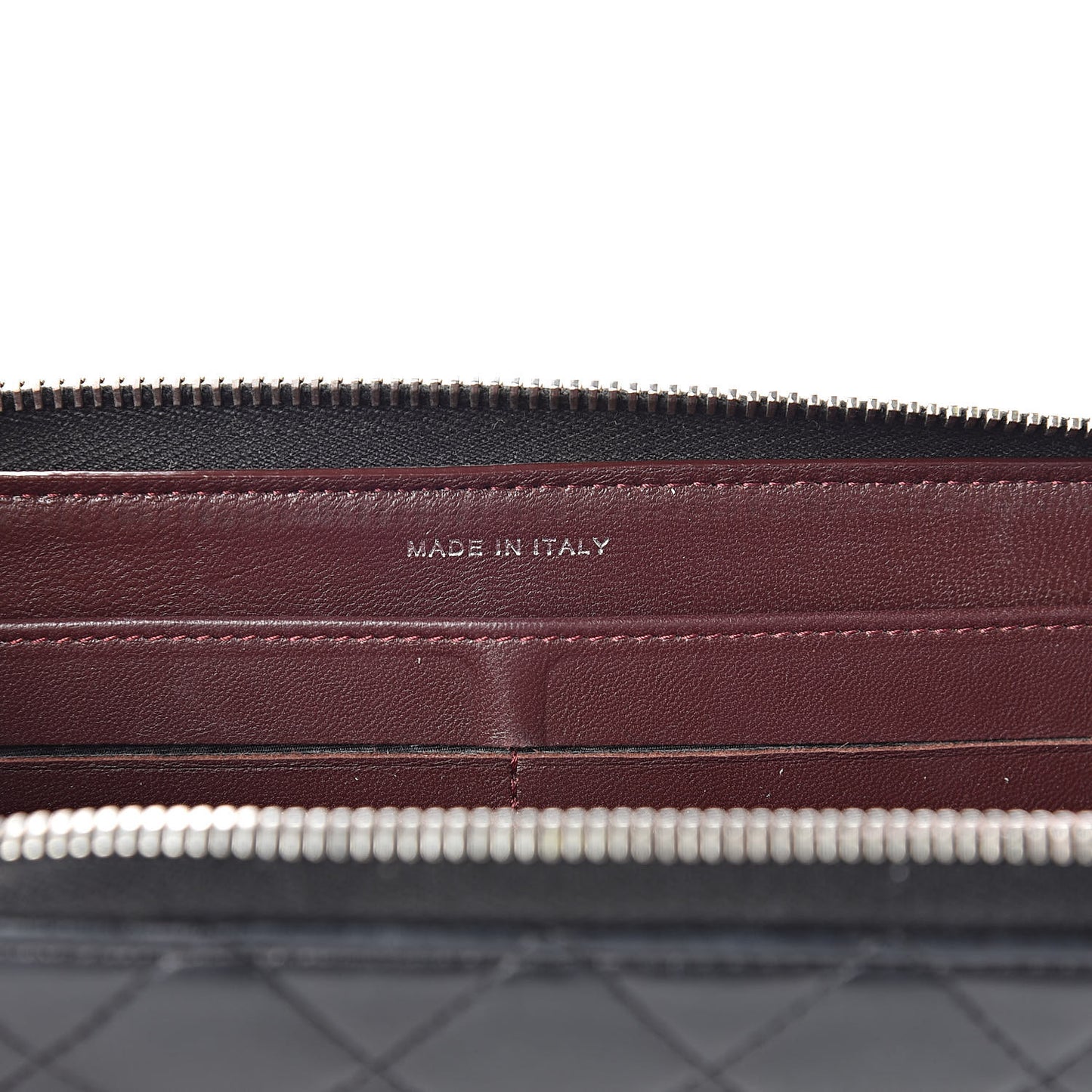 Lambskin Quilted Large Gusset Zip Around Wallet Black
