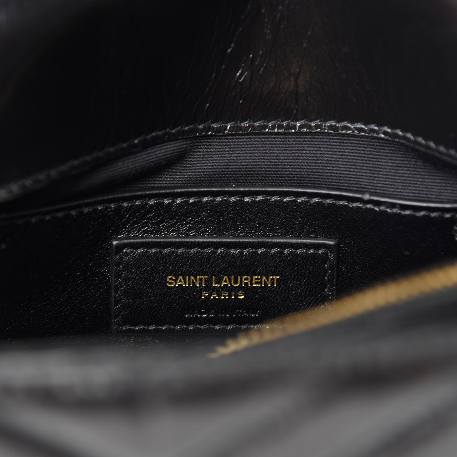 Saint Laurent Cracked Shiny Calfskin Matelasse Chevron Monogram Medium College Bag Black 8 of 11