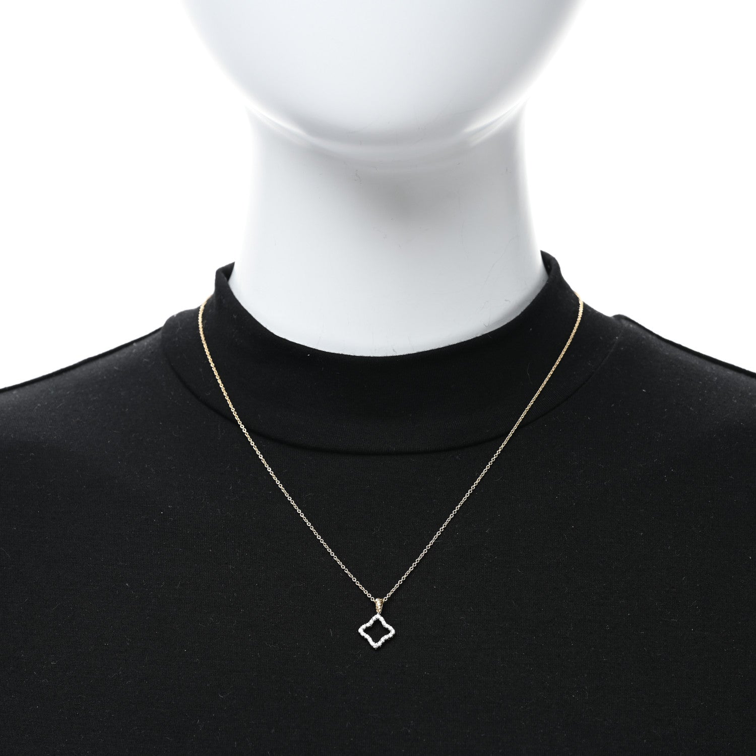 David Yurman 18K Yellow Gold Diamond Cable Collectibles Quatrefoil Pendant Necklace 2 of 4