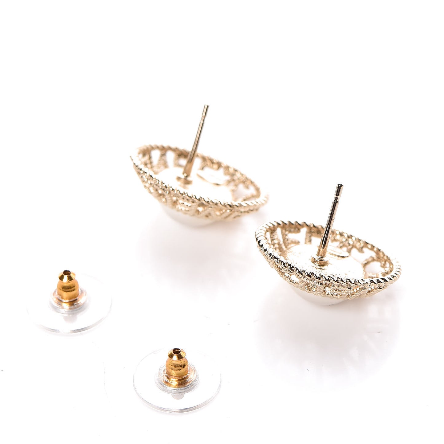 Pearl CC Round Rope Logo Earrings Gold