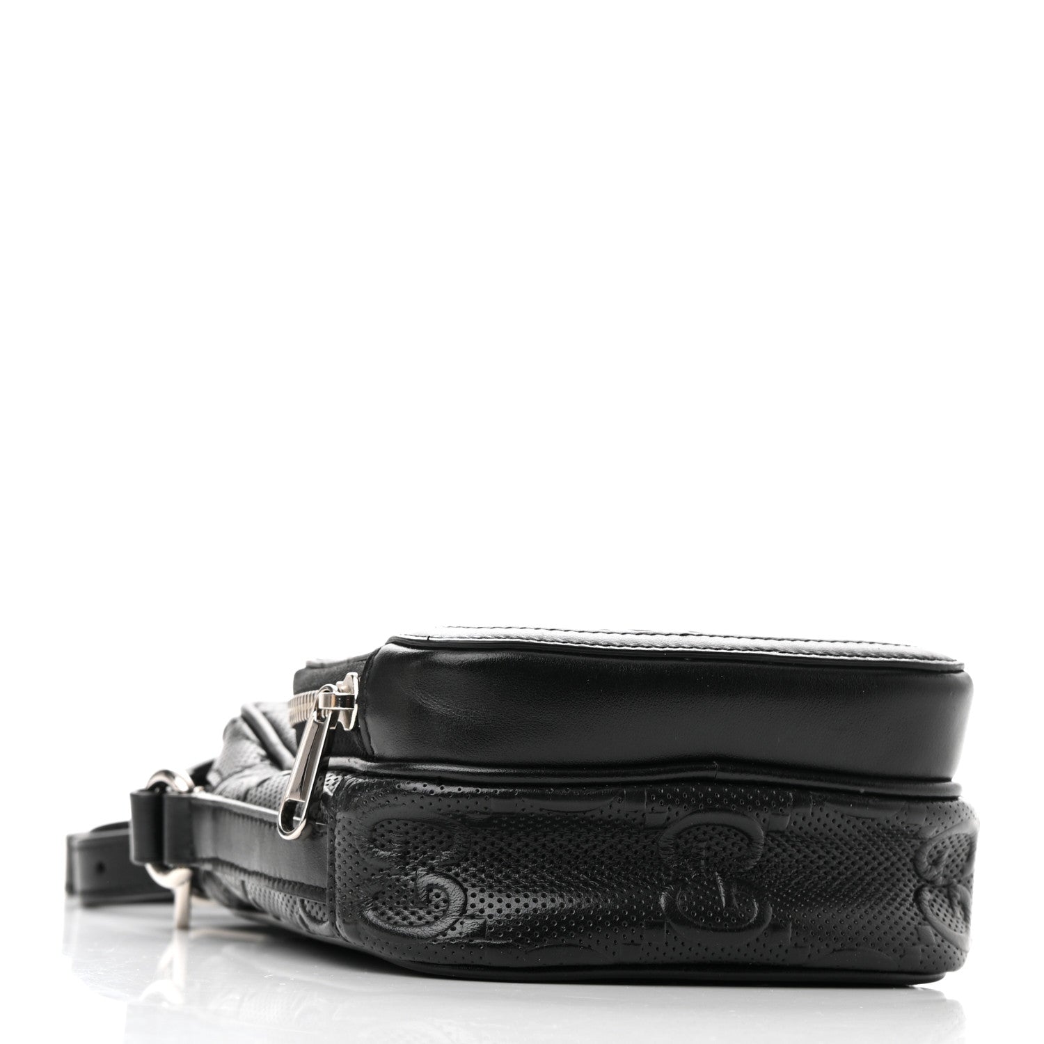 Gucci Calfskin GG Tennis Embossed Mini Double Zip Messenger Bag Black 3 of 10